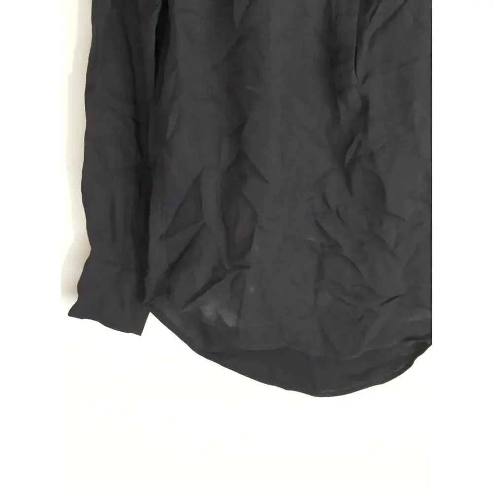 J. Crew‎ Black Viscose Long Sleeve Half Button Long Sleeve Shirt Women's Small